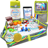 Jumbo Ears Origami travel tray folded for compact setup and easy storage on trips