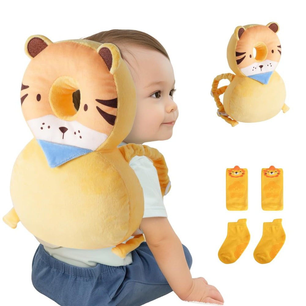 JumiLux head protector backpack front view offers gentle protection during toddler play.