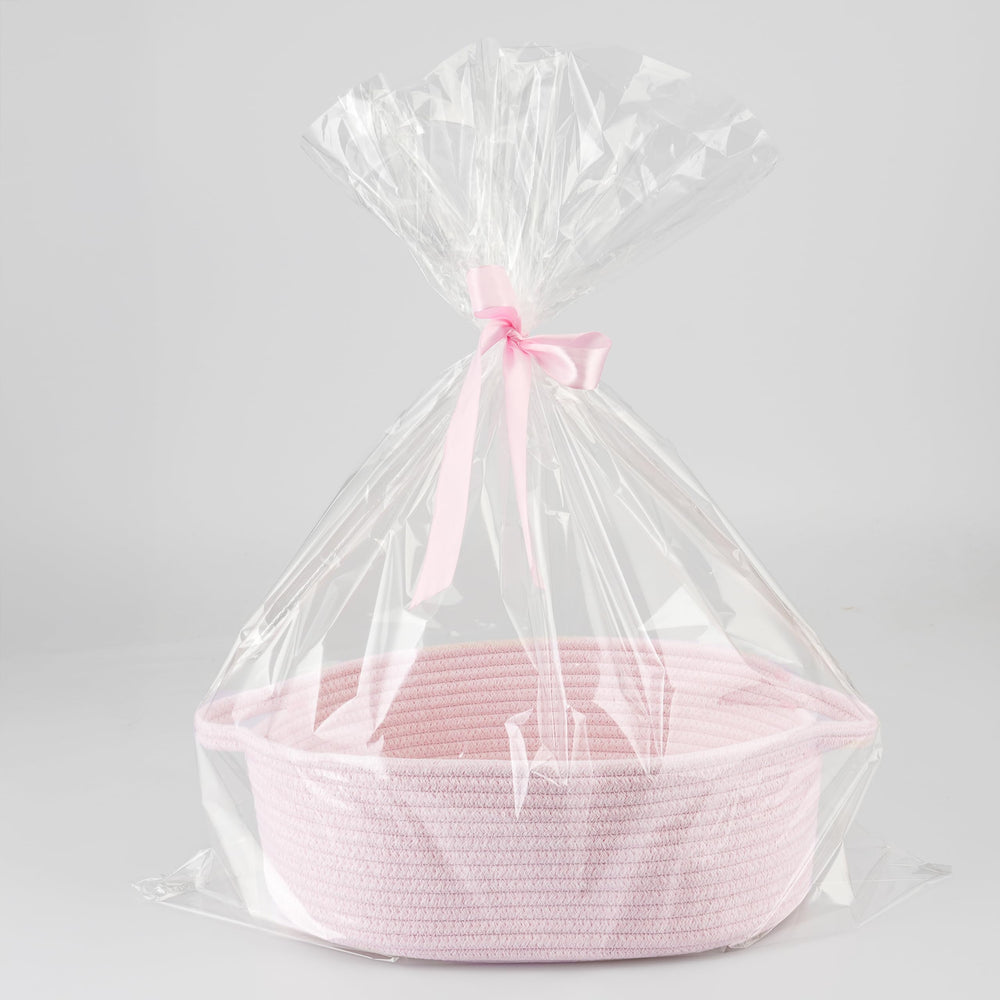 JUNBOLE baby gifts basket with bag and ribbon for gifting.