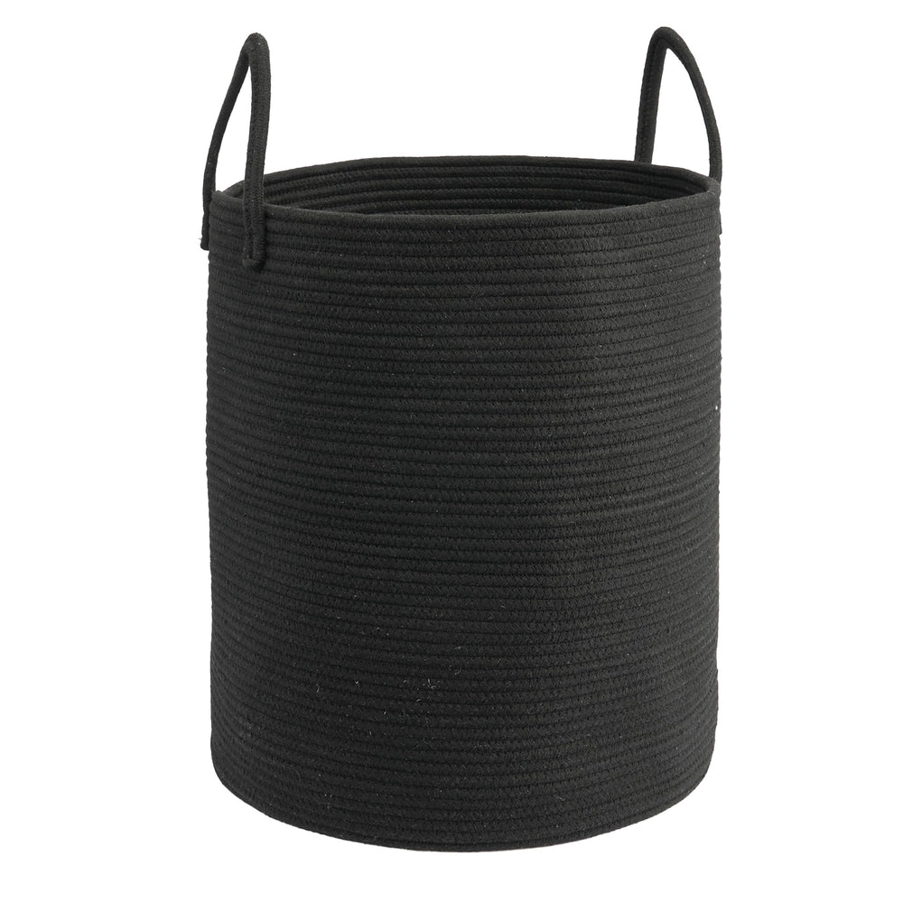 JUNBOLE rope laundry basket folded view highlights compact storage and versatile use