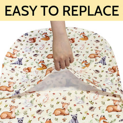 Jundetye universal-fit cover fits most lounger pillows for easy setup.