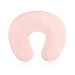 Jundetye baby nursing pillow cover pink front view shows soft muslin fabric for comfortable feeding