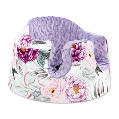 Jundetye Bumbo seat cover purple flower close-up shows soft skin-friendly minky fabric