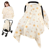 Jundetye car seat cover with cute pattern keeps baby cool during sunny trips.