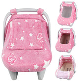 Jundetye car seat cover in hot pink star pattern for cozy warmth and easy access.