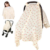 Jundetye car seat cover with pink flower pattern provides cozy shade during car rides