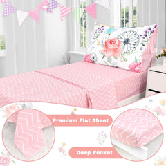 Jundetye floral toddler bedding flat sheet delivers smooth, breathable coverage for crib or toddler bed.