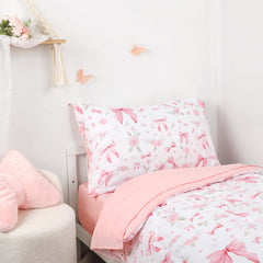 Jundetye Toddler Bedding Pink Rose Flat Sheet texture preview emphasizes smooth, comfortable nursery routine