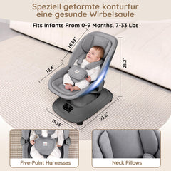 JUNEU swing with 5-point harness enhances safety during calming sessions.