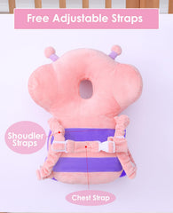 JunNeng 270 degree head protector back view on a baby