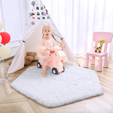 Junovo Ultra Soft Hexagon Rug in play area provides cloud-like comfort for kids