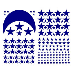 JURUOXIN Moon and Stars decal demonstrates easy peel-and-stick installation.