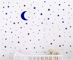 JURUOXIN Moon and Stars blue stars decal brightens kids' room play area.