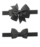 JustMyDress 2pc hairband pinwheel bow in black for soft baby hair and everyday wear.