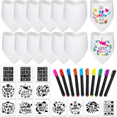 Jutom baby bib decorating set closeup showing DIY designs for baby showers.