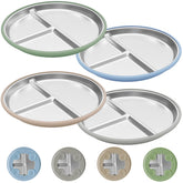 JVEOO stainless steel baby plates with suction base secure grip for mess-free feeding