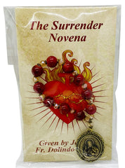 JWG Industries Surrender Novena antique gold medal detail enhances devotional symbolism