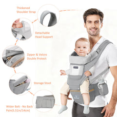 JWPEHOE 6in1 baby carrier demonstrates versatile wear options for growing infants.