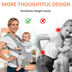 JWPEHOE adjustable-shoulder-straps ensures even weight distribution for parents during long carries.