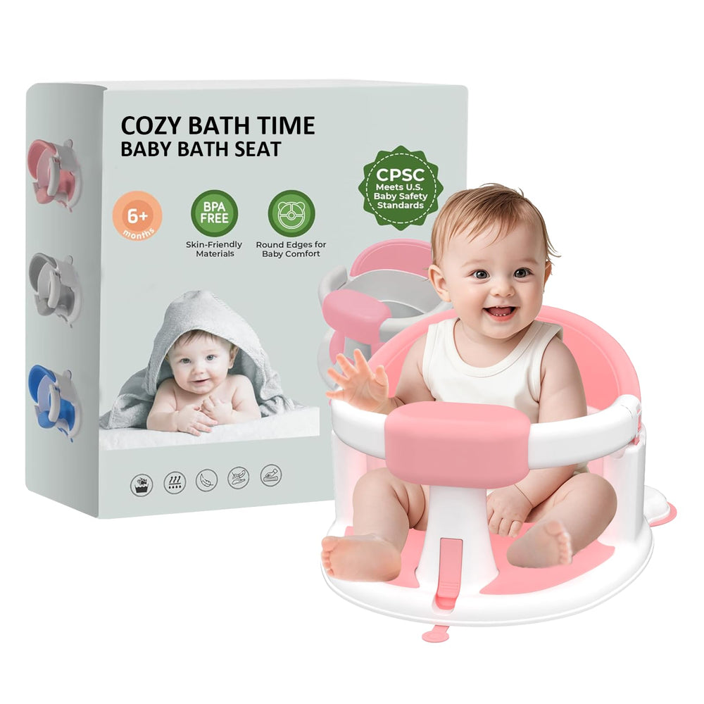 JWPEHOE baby bath seat showing 360-protection for secure bath time
