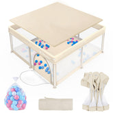 JWPEHOE foldable playpen 50x50 layout offers safe roomy play space.