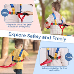 JXM safety harness with adjustable shoulder and waist for growing kids.
