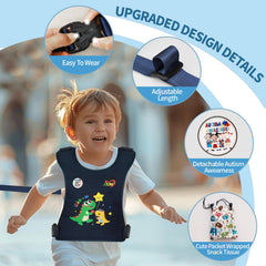 JXM Safety Harness hidden pouch open reveals snacks and small toys within easy reach.