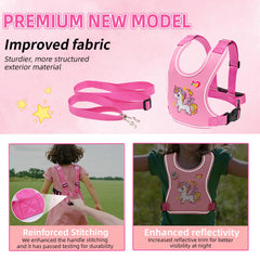 JXM safety walking harness back pocket snack compartment for on-the-go meals.