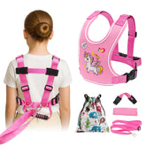 JXM safety walking harness front view with kid-friendly print for safe outings.
