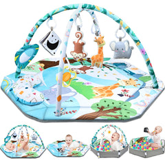 Jyusmile Baby Gym Play Mat forest theme offers ample space for tummy time and exploration.