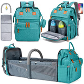 KABAQOO diaper bag backpack lake blue main compartment for organized daily baby gear.
