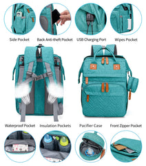 KABAQOO diaper bag backpack with stroller buckles for hands-free shopping.