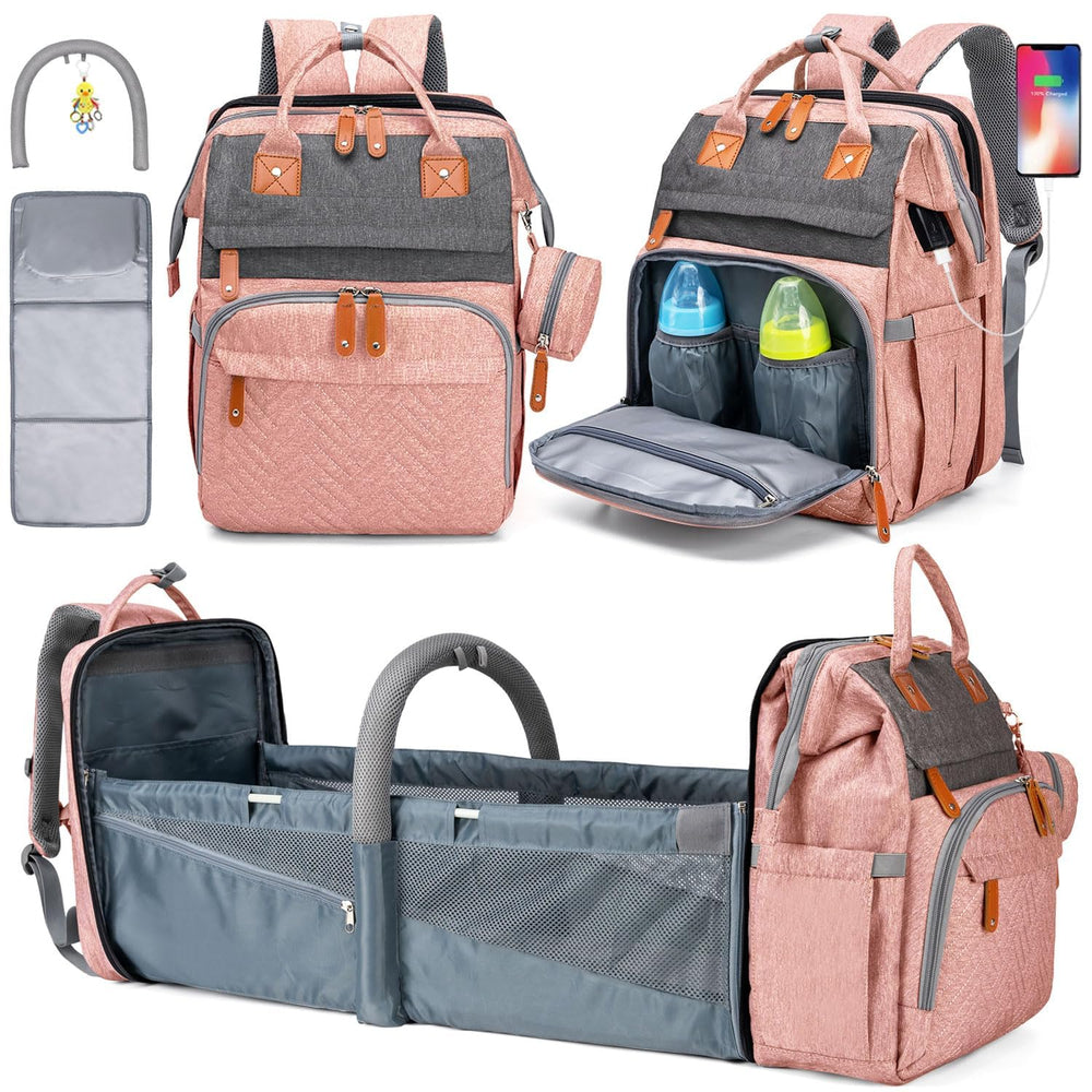 KABAQOO diaper backpack with detachable changing station for on-the-go diaper changes.
