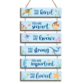 Kadiak ocean placards collection wallart enhances kids' rooms with cheerful quotes.