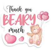 Kaecery pink bear thank-you sticker sheet for party decor and favors.