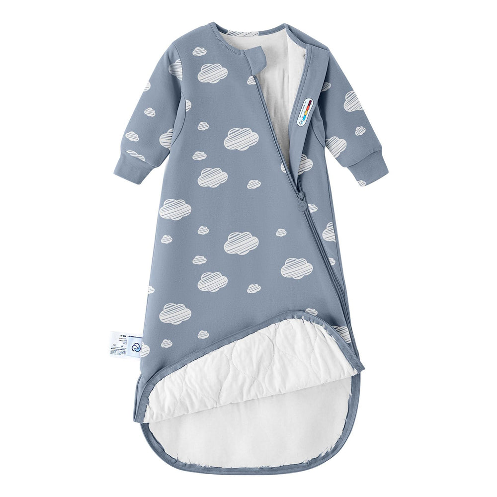 Kaiya Baby sleeping bag front view with sleeves offering cozy warmth for infants