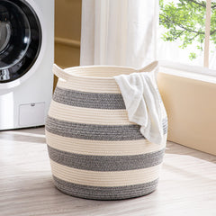 KAKAMAY collapsible storage basket in living room highlights space-saving design.