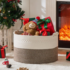 KAKAMAY blanket basket folded flat demonstrates space-saving storage when not in use.