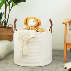 KAKAMAY large blanket basket folded edges demonstrate compact storage when not in use