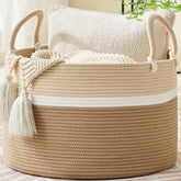 KAKAMAY Large Blanket Basket folded for quick storage and tidy spaces