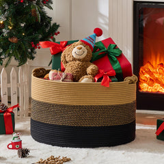 KAKAMAY large blanket basket full of blankets for cozy storage.