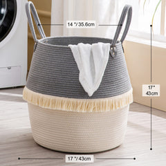 KAKAMAY laundry hamper cotton rope close-up shows soft texture and durability.