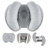 KAKIBLIN 2-in-1 baby head pillow gray closeup highlighting plush comfort for tiny heads.