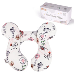 KAKIBLIN neck pillow hippo front view supports baby's head and neck during car rides.