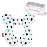 KAKIBLIN Baby Neck Pillow white star front view offers gentle head support on the go