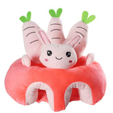 KAKIBLIN Baby Support Sofa pink rabbit front view with plush fabric and stable seating.