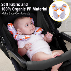 KAKIBLIN baby travel pillow side profile highlights ergonomic U-shape for neck comfort.