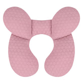 KAKIBLIN baby travel pillow pink side view provides head support on car seat
