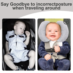 KAKIBLIN head and neck support on stroller gray emphasizes stable travel comfort.