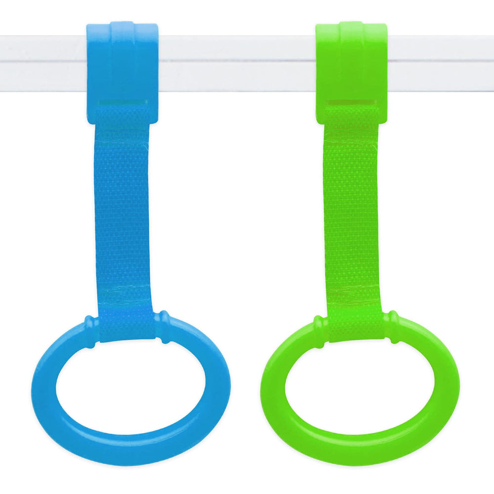 Kalamanda baby pull-up rings blue front view helps little one practice standing
